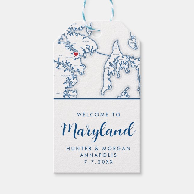 Étiquettes-cadeau Annapolis Minimal Moderne Mariage Bienvenue (Devant)