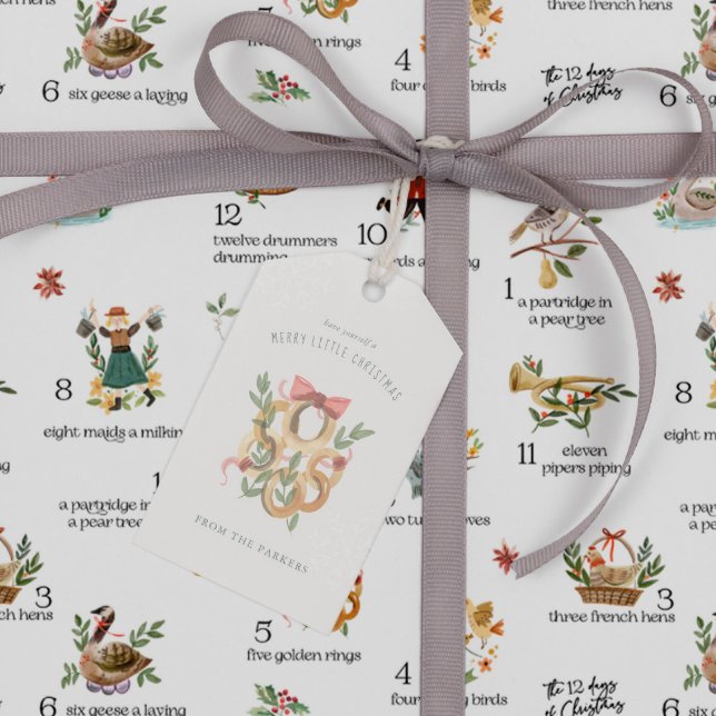 Étiquettes-cadeau Anneaux dorés | 12 Jour de Noël (Créateur téléchargé)