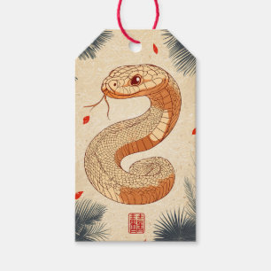 Étiquettes-cadeau Année du serpent Majestic Cobra Double Bonheur
