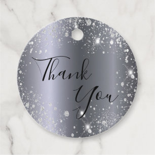 Étiquettes Cadeau Anniversaire argent métal parties scintillant pous