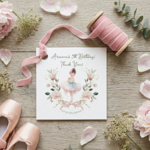 Étiquettes Cadeau Anniversaire Ballerine Aquarelle & Ruban Rose Fant