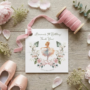 Étiquettes Cadeau Anniversaire Ballerine Aquarelle & Ruban Rose Fant