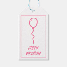 Étiquettes Cadeau Anniversaire Ballon Rose Mignon