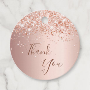 Étiquettes Cadeau Anniversaire blush or rose merci