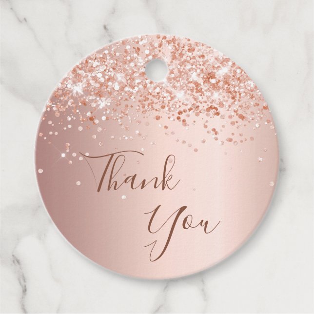 Étiquettes Cadeau Anniversaire blush or rose merci (Devant)