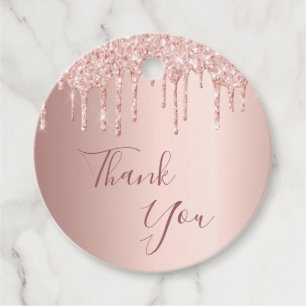 Étiquettes Cadeau Anniversaire blush rose or parties scintillant gou