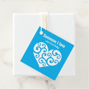 Étiquettes Cadeau Anniversaire Coeur bleu pur Quelqu'un que j'aime C