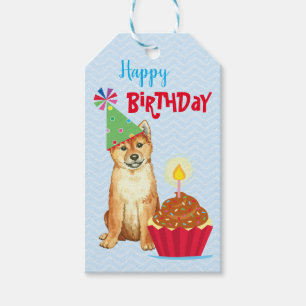 Étiquettes-cadeau Anniversaire Cupcake Shiba Inu