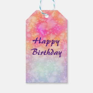 Étiquettes-cadeau Anniversaire d'aquarelle abstraite de rose et
