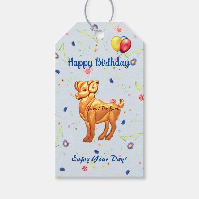 Étiquettes-cadeau Anniversaire de Aries Ram (Devant)