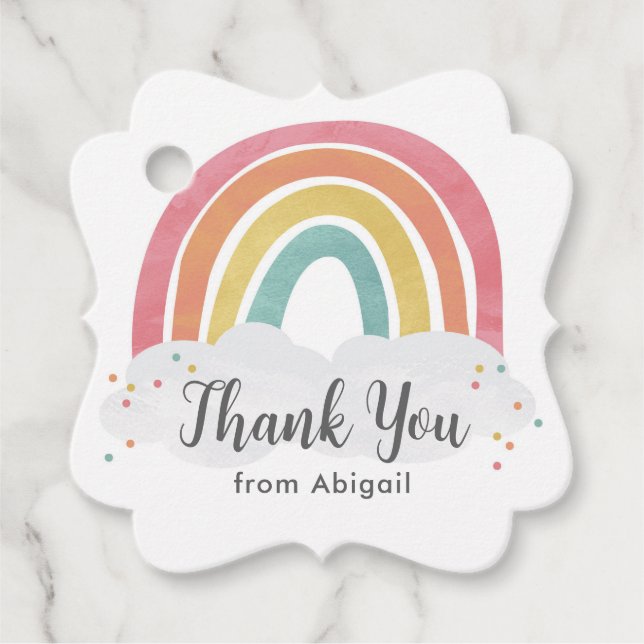 Étiquettes Cadeau Anniversaire de enfant de calligraphie arc-en-ciel (Devant)