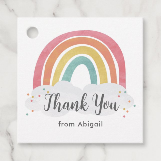 Étiquettes Cadeau Anniversaire de enfant de calligraphie arc-en-ciel (Devant)