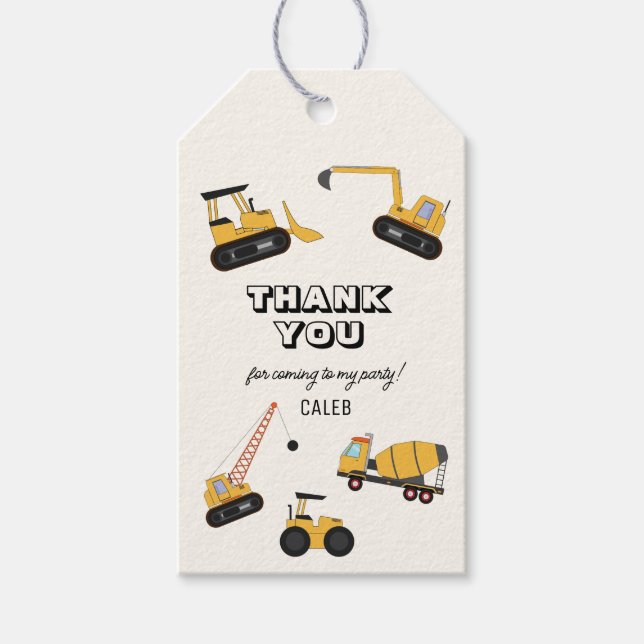 Étiquettes-cadeau Anniversaire de enfant de camion de vidange de con (Devant)