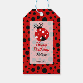 Étiquettes-cadeau Anniversaire de enfant Pois Ladybug Red Black Fram