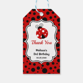 Étiquettes-cadeau Anniversaire de enfant Pois Red Black Ladybug Fram