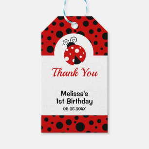 Étiquettes-cadeau Anniversaire de enfant Pois rouge Ladybug