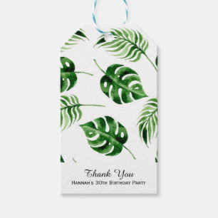 Étiquettes-cadeau Anniversaire de la feuille de palme tropicale