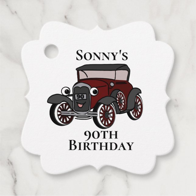Étiquettes Cadeau Anniversaire de la voiture (Devant)