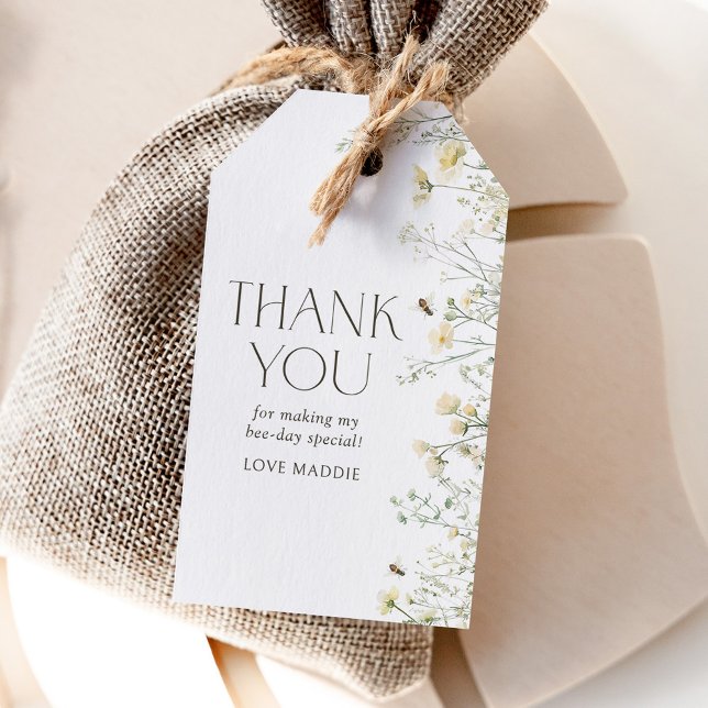 Étiquettes-cadeau Anniversaire de l'abeille fleur sauvage (Créateur téléchargé)