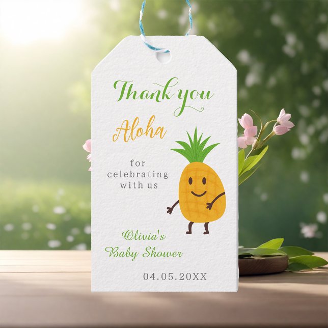 Étiquettes-cadeau Anniversaire de l'Aloha tropical de l'ananas d'été (Créateur téléchargé)