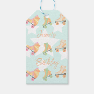 Étiquettes-cadeau Anniversaire de patin à roulettes étoiles pastel