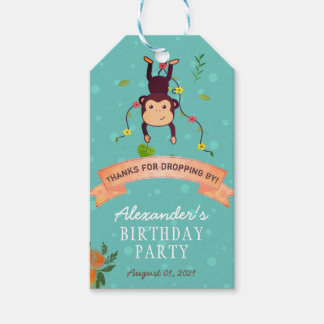 Étiquettes-cadeau Anniversaire de singe mignon personnalisable sarce