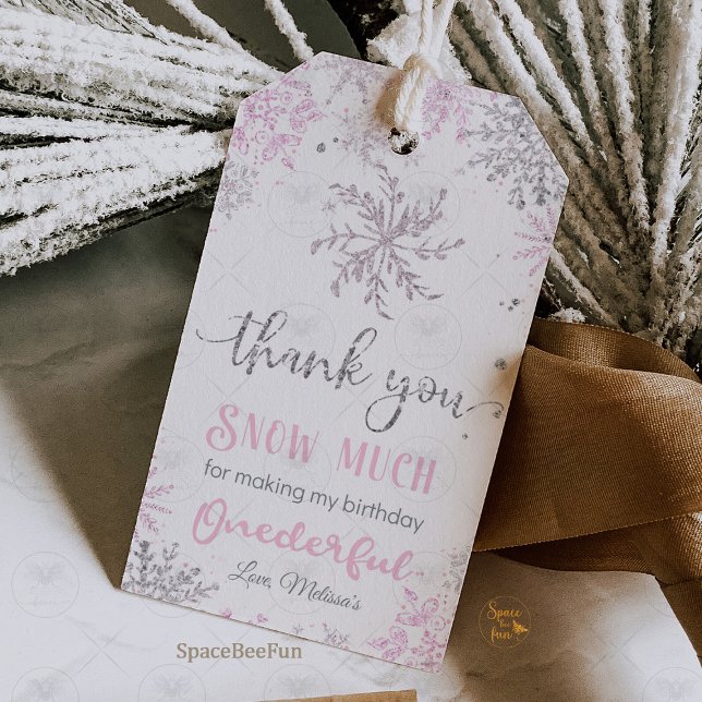 Étiquettes-cadeau Anniversaire de Winter Onederland (Winter ONEderland birthday gift tags, snowflake gift tags, winter wonderland party gift tags, frosty)