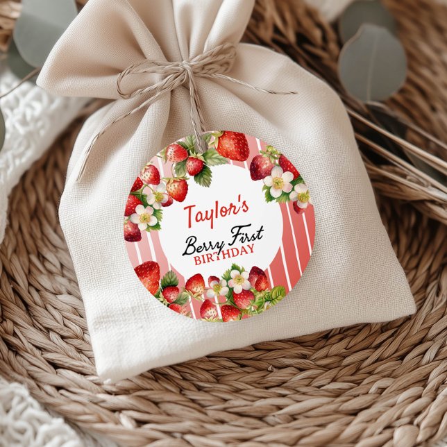 Étiquettes Cadeau Anniversaire des fraises (Créateur téléchargé)