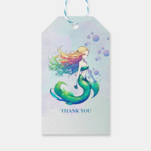 Étiquettes-cadeau Anniversaire des sirènes sous le Merci de la mer
