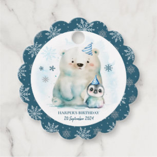 Étiquettes Cadeau Anniversaire d'hiver des ours pingouins et polaire