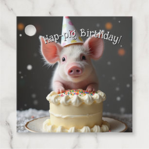 Étiquettes Cadeau Anniversaire du cochon de Hap