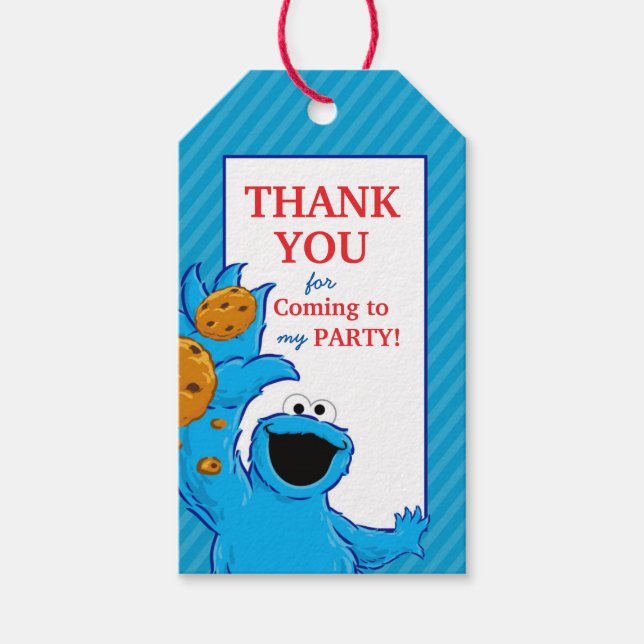 Étiquettes-cadeau Anniversaire du Cookie Monster (Devant)