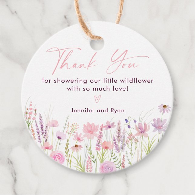 Étiquettes Cadeau Anniversaire du Fleur sauvage Pink Pastel (Devant)