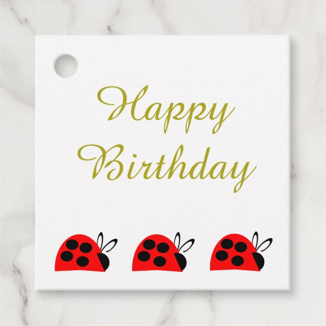 Étiquettes Cadeau Anniversaire du joli Red Ladybug (Devant)