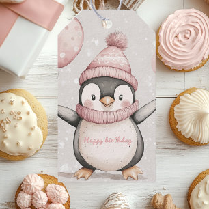 Étiquettes-cadeau Anniversaire du pingouin lunaire Joyeux annivers