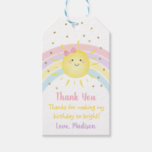 Étiquettes-cadeau Anniversaire du Sunshine Rainbow Pink Gold Pastel