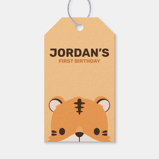 Étiquettes-cadeau Anniversaire du Tigre mignon (Devant)