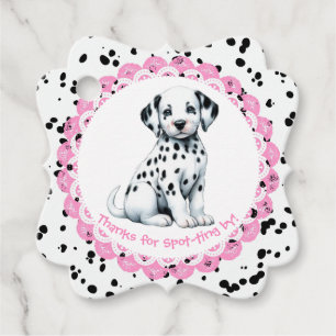 Étiquettes Cadeau Anniversaire Imprimé Dalmatien Fête Noir et Blan