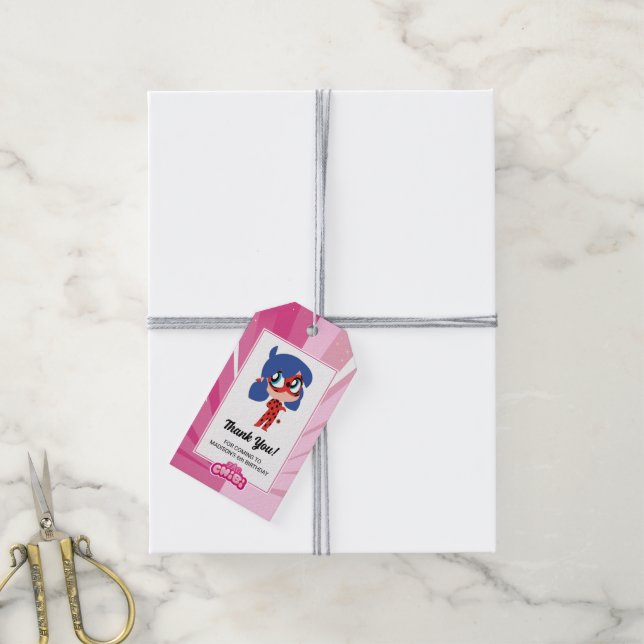 Étiquettes-cadeau Anniversaire Miraculum Ladybug Chibi (Avec de la ficelle)