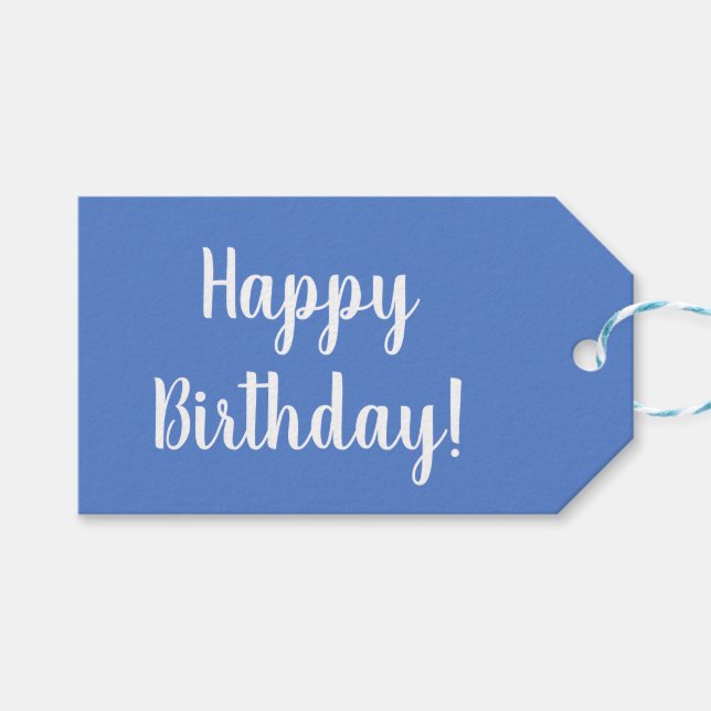 Étiquettes-cadeau Anniversaire Pastel Blue White Typographie (Devant (Horizontal))