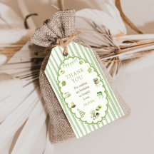 Étiquettes Cadeau Anniversaire Rayures Matcha Vert