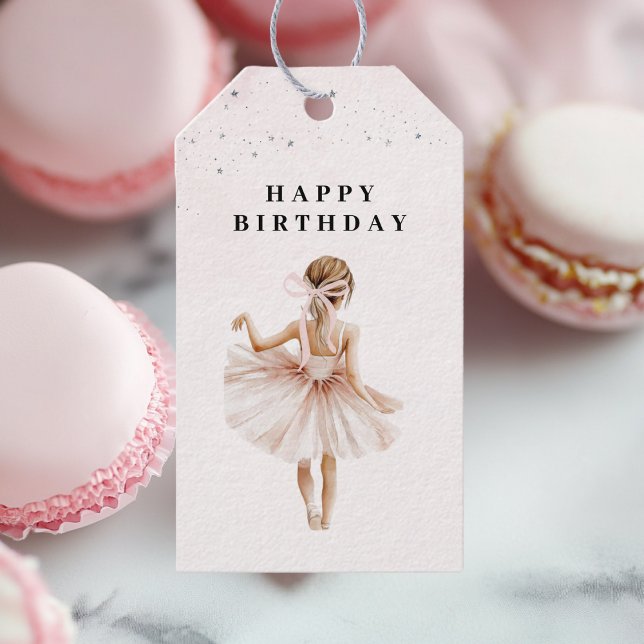 Étiquettes-cadeau Anniversaire rose Ballerina élégant (Créateur téléchargé)