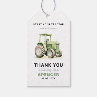Étiquettes-cadeau Anniversaire tracteur vert aquarellisable