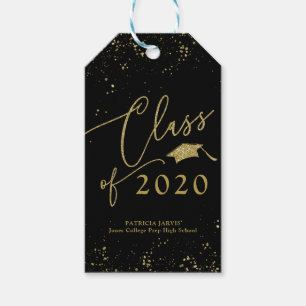 Étiquettes-cadeau Annonce de remise de diplôme en écriture chic avec