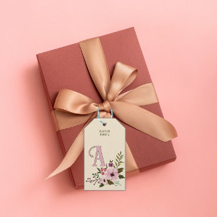 Étiquettes-cadeau Antique Floral Personnalisé Monogramme Initial