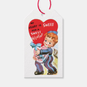 Étiquettes-cadeau Antique Valentine Coeur garçon