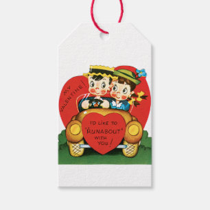 Étiquettes-cadeau Antique Valentine Couple Heart