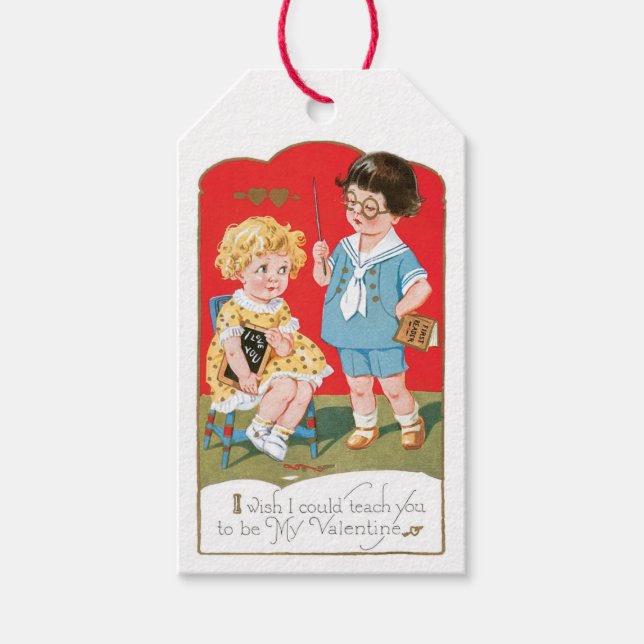 Étiquettes-cadeau Antique Valentine fille (Devant)