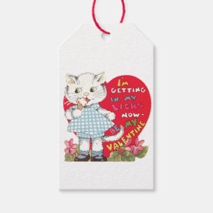 Étiquettes-cadeau Antique Valentine Kitten Coeur