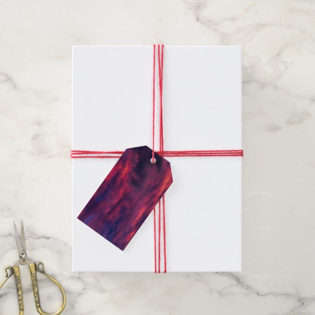 Étiquettes-cadeau août rouge (Avec de la ficelle)